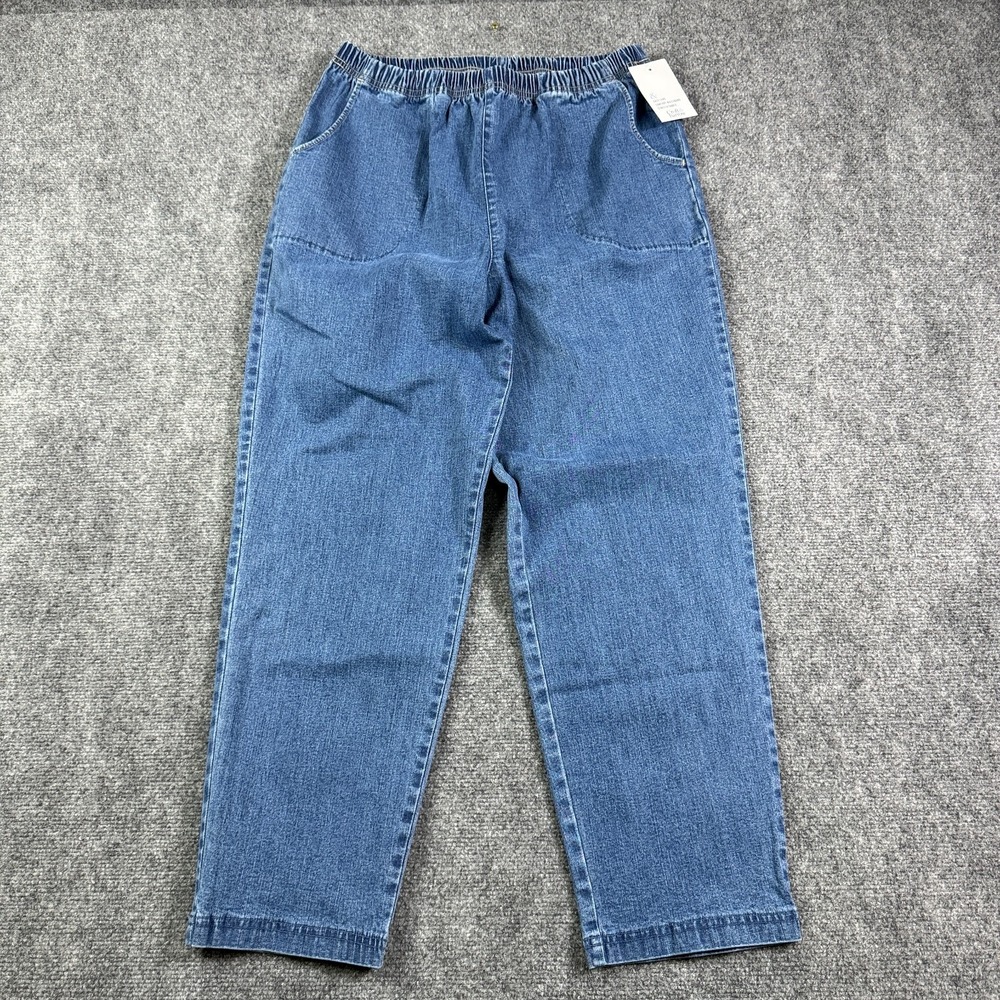 Croft & Barrow Women's Denim Pull-On 1X Short NWT Straight Leg Blue Pants